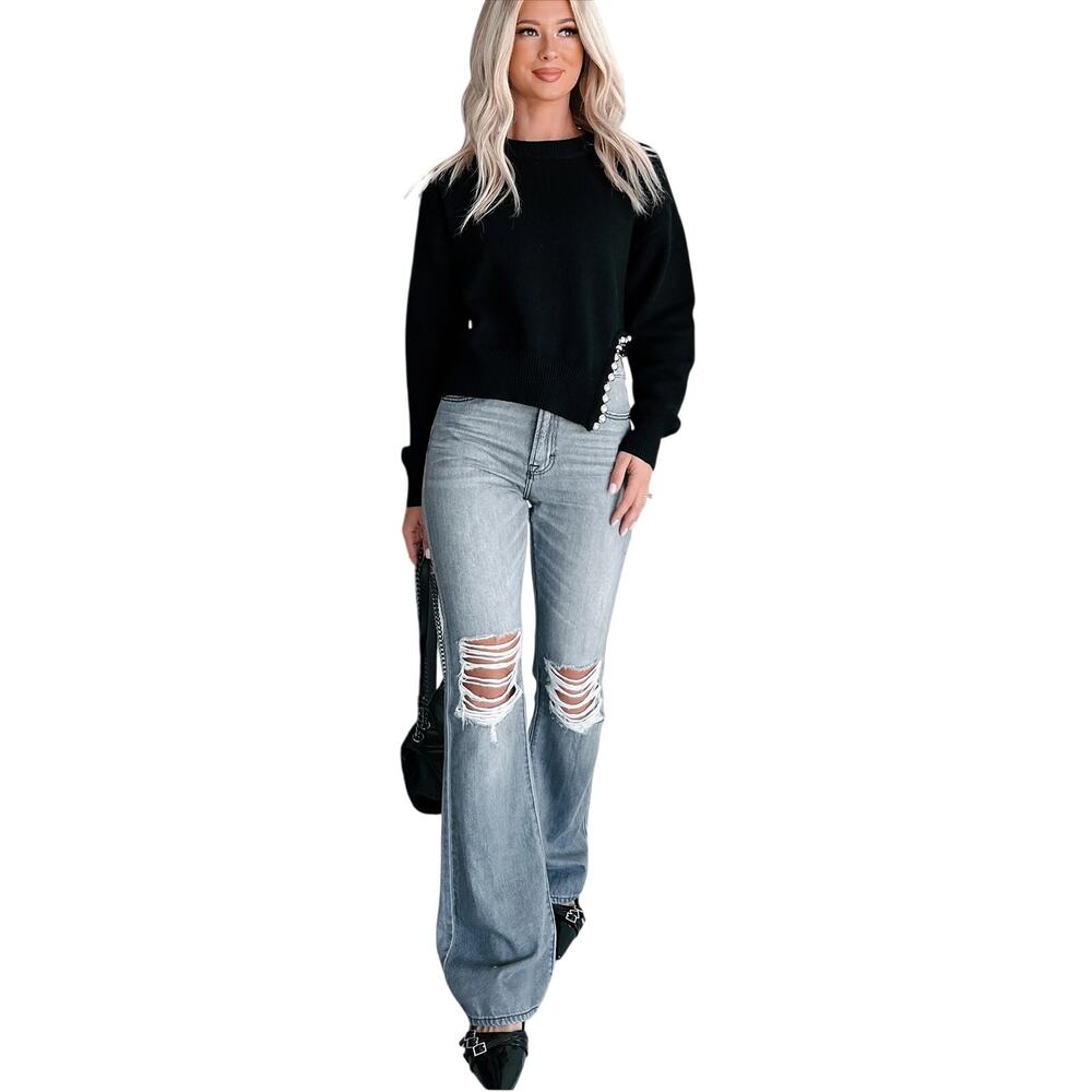 Zara Sexy Knitwear Pearl Carnigan/Sweater‎ - Size: Large